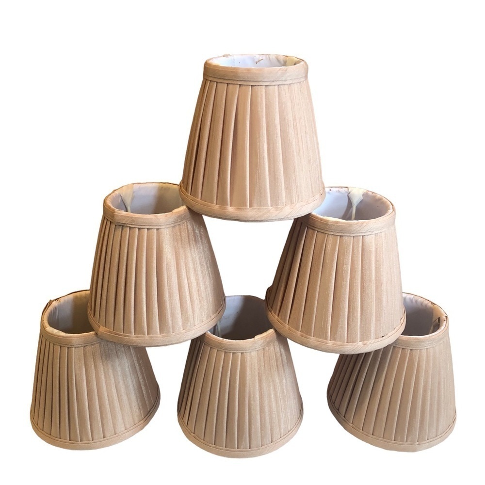 Beige faux Satin Lamp Shades/ 6 / in the set/ for chandelier/ any fixture 5x3x5